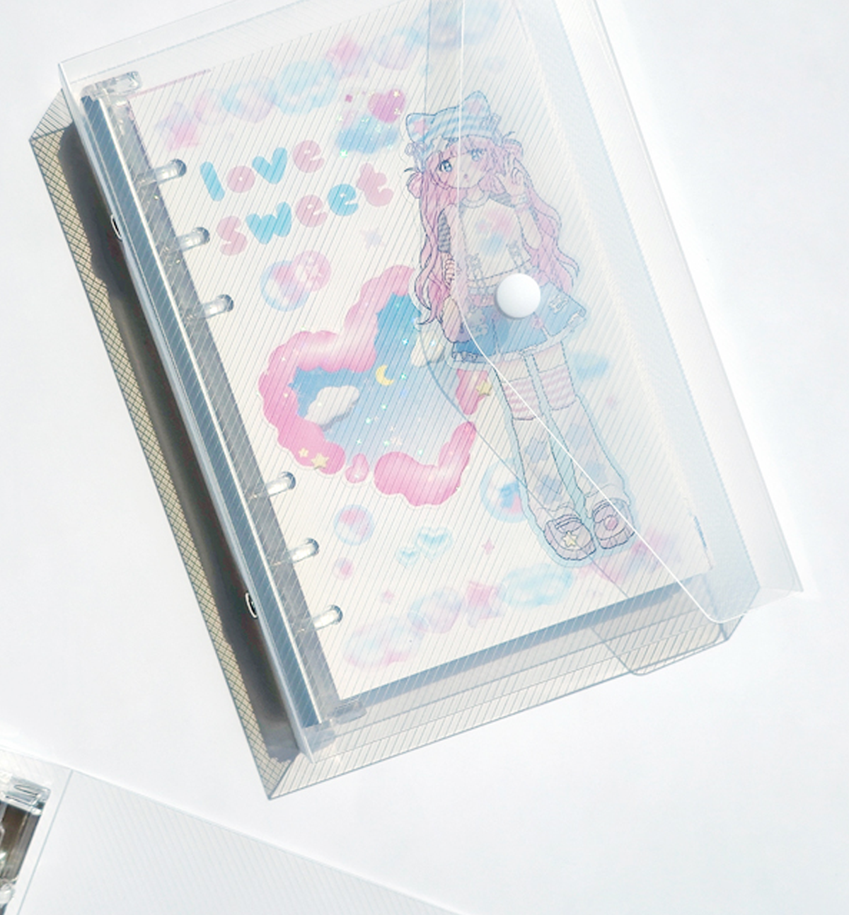 A6 Clear Button Binder Cover
