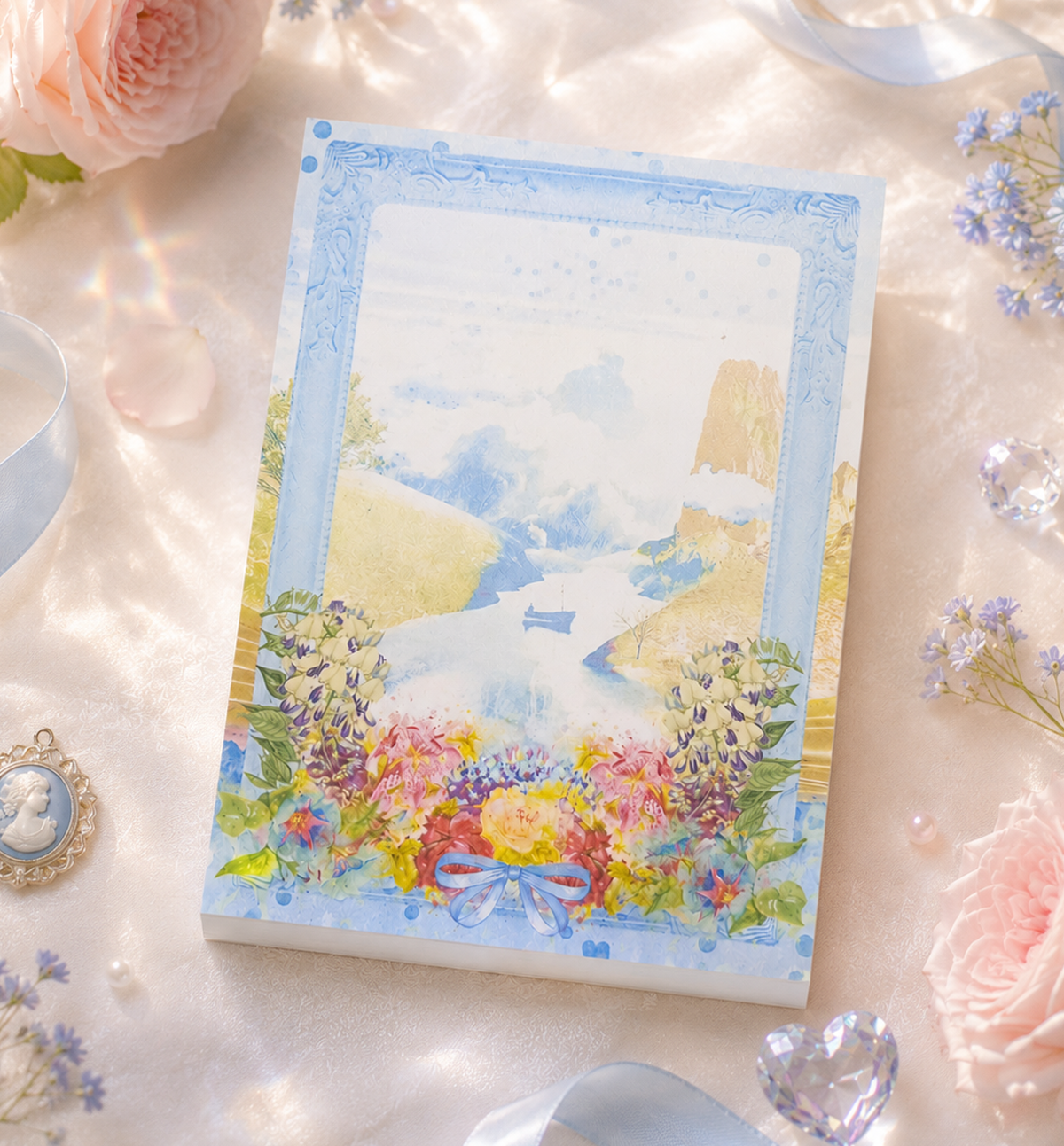 アイドル [GGAGGONG] Mood in Frame Memo Pastel Vintage Flower Frame Memopad