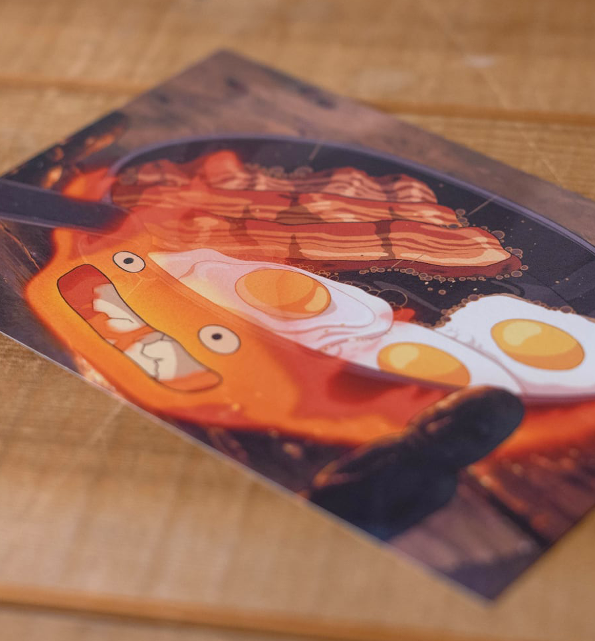 Howl's Moving Castle Postcard [Calcifer Bacon & Egg]