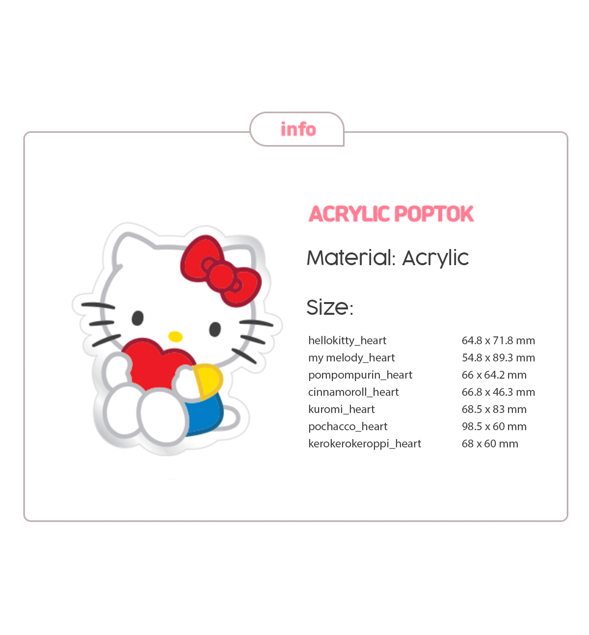 Sanrio Acrylic Pop Tok [5 Designs]
