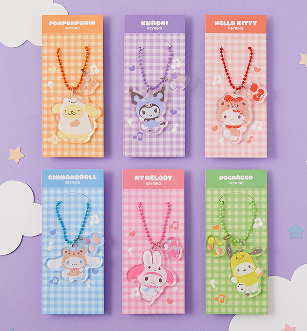 Sanrio Kuromi Keychain, Hello Kitty Card Cover