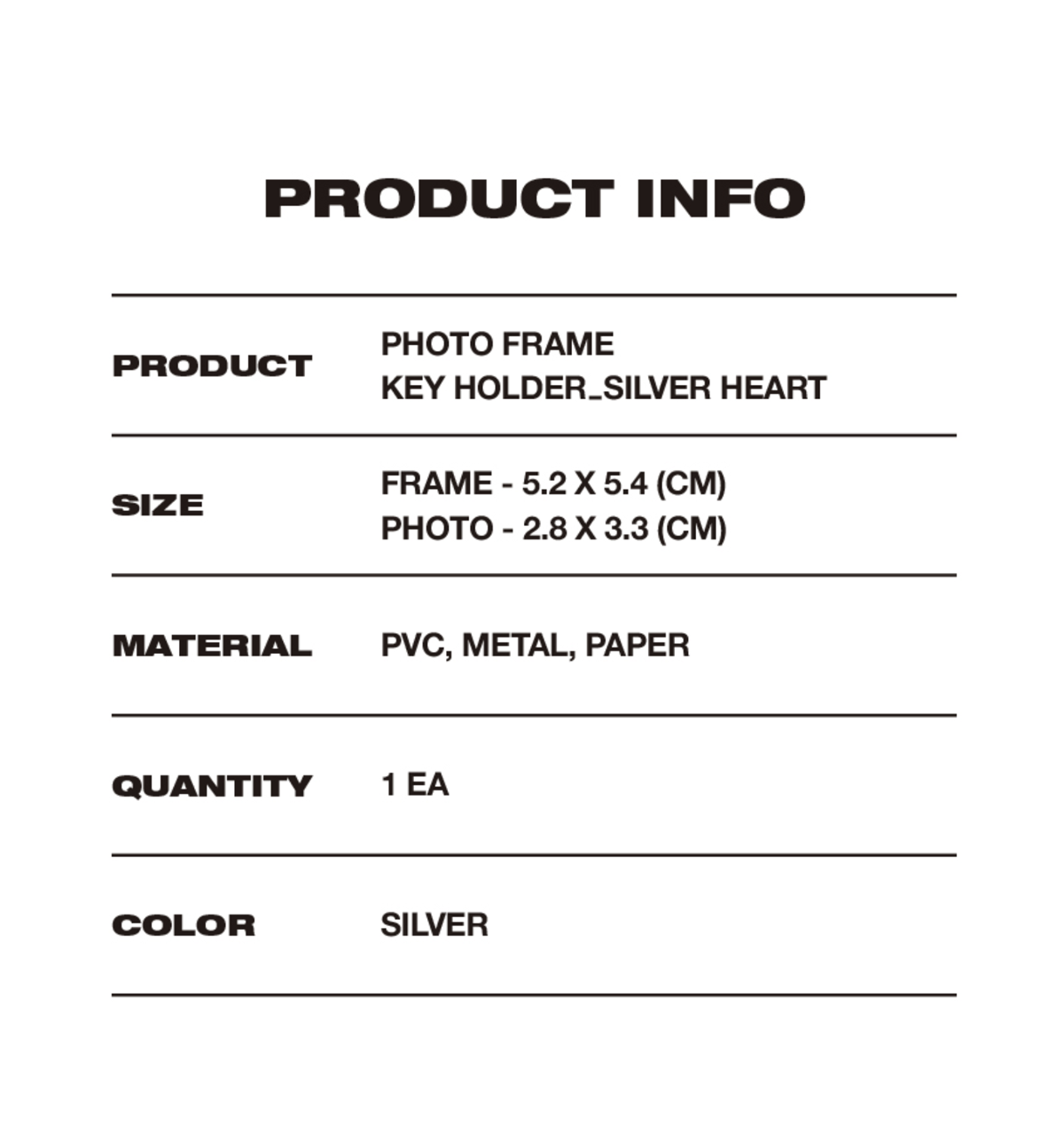 Photo Frame Key Holder [Silver Heart]