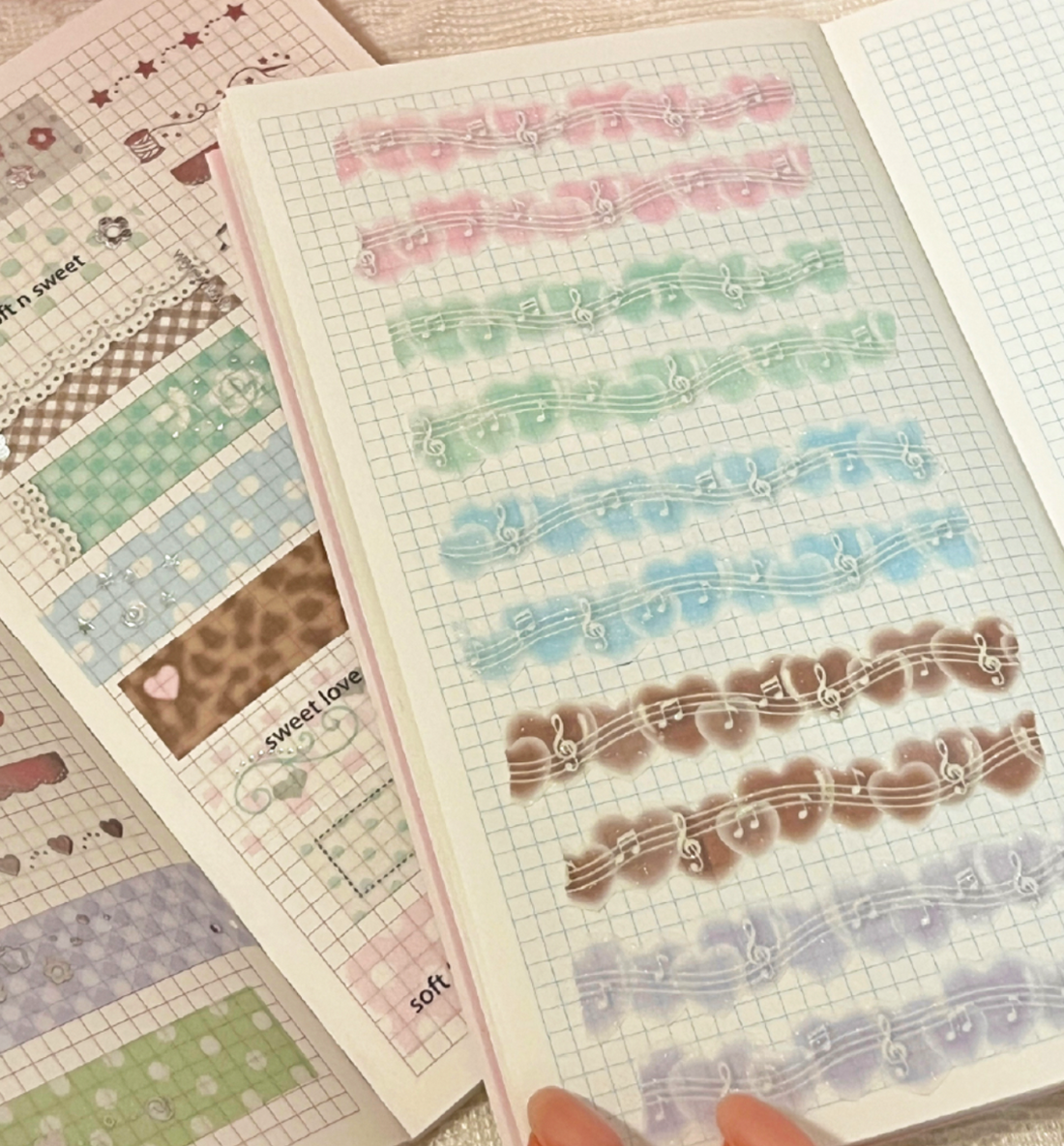 Melody Sweet Hearts Glitter Die Cut Washi Tape [5 Colors]