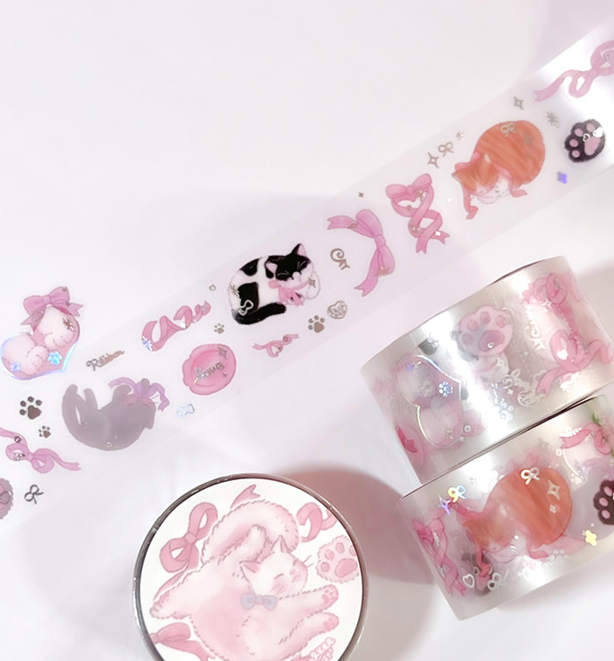 Ribbon Cats Transparent Kiss Cut Washi Tape
