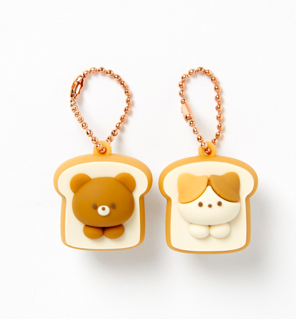 Bread Bear & Cat Keyring Set