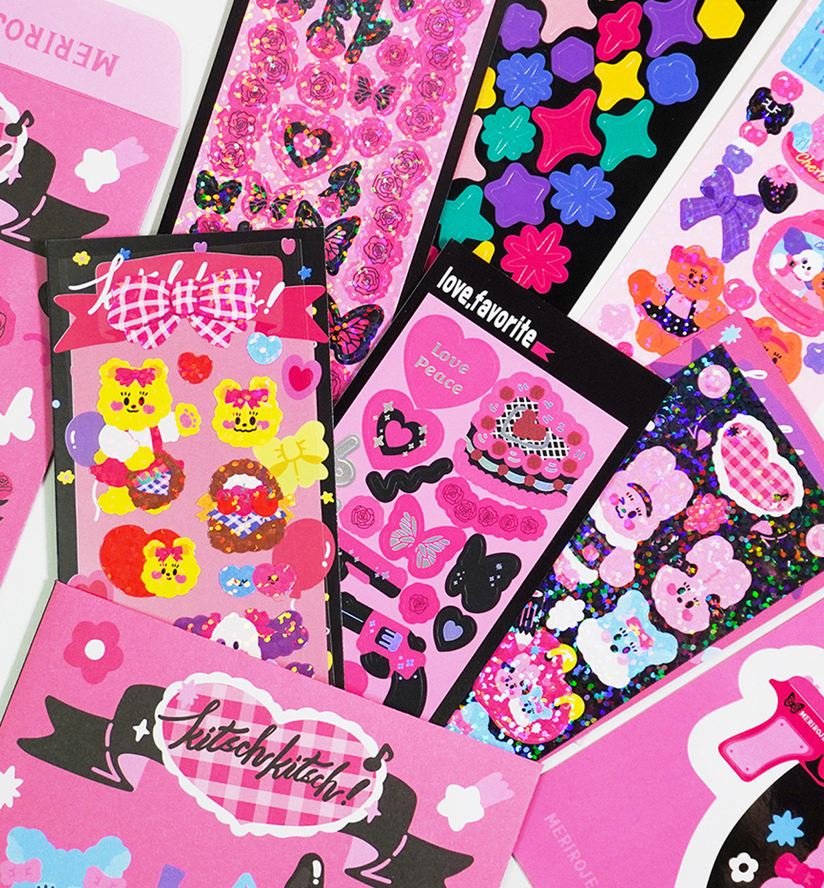 Ppommppom x Meriroje Black & Pink Kitsch Pack [6 Stickers]