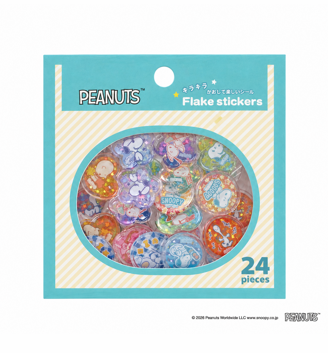 [JAPAN] Peanuts Snoopy Sparkling Ojiki-Style Flake Stickers [Green]