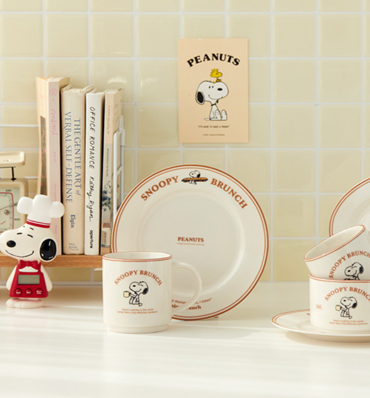 Peanuts Snoopy Round Plate [Brown Line]