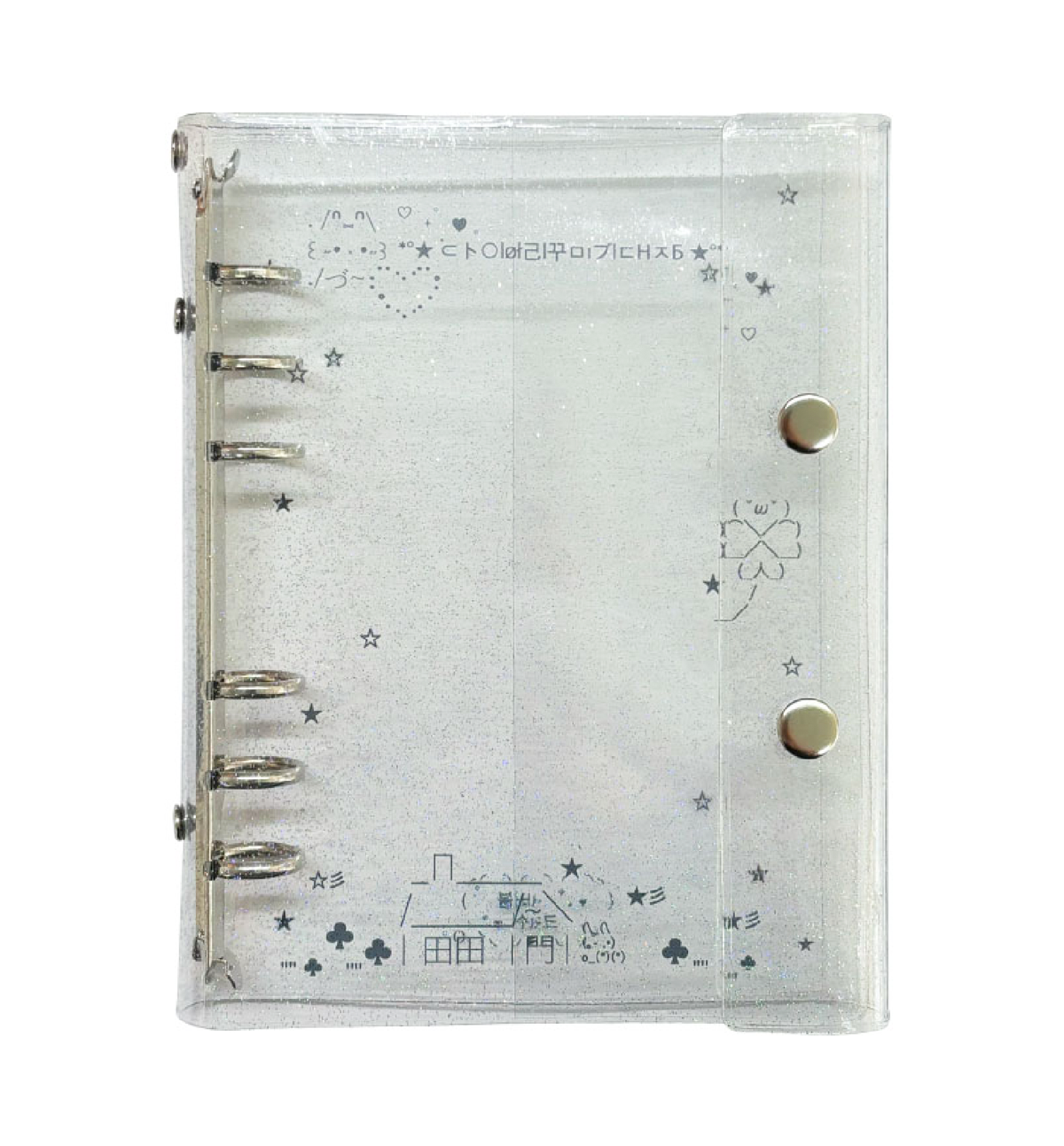 A6 Emoticon Glitter Binder [Black]