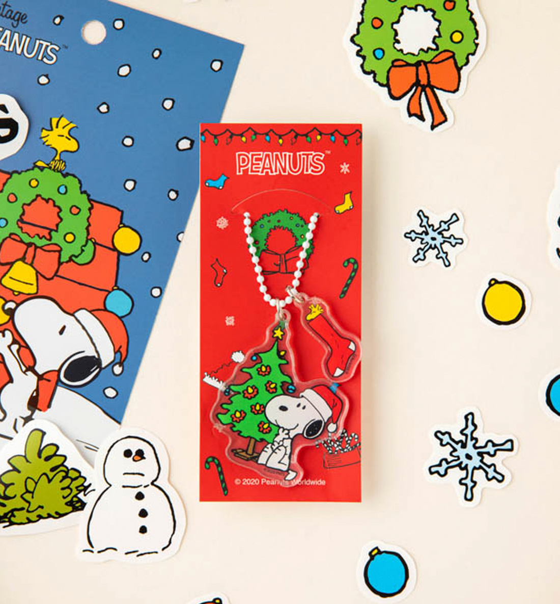 Snoopy Christmas Clear Keyring