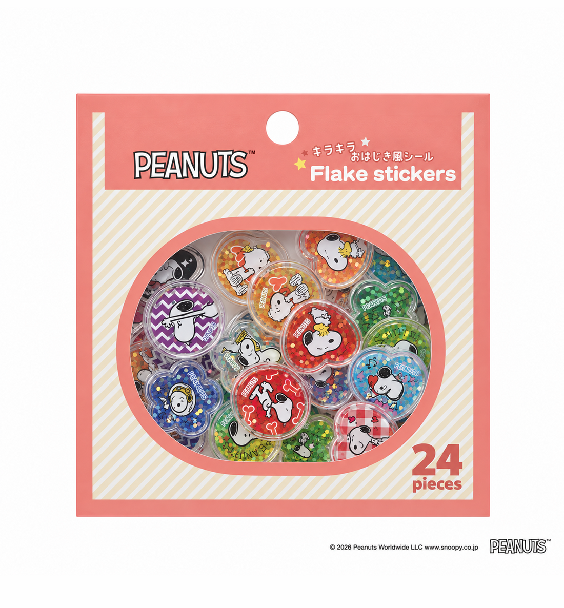 [JAPAN] Peanuts Snoopy Sparkling Ojiki-Style Flake Stickers [Orange]