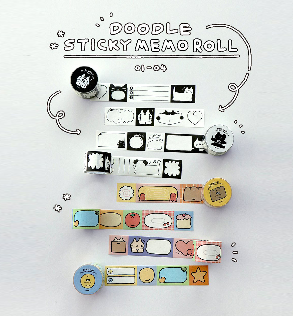 Doodle Sticky Memo Roll