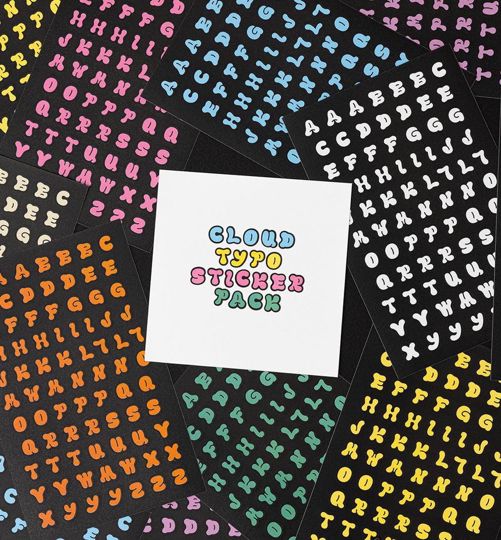 Cloud Typo Sticker Pack [8 Sheets]
