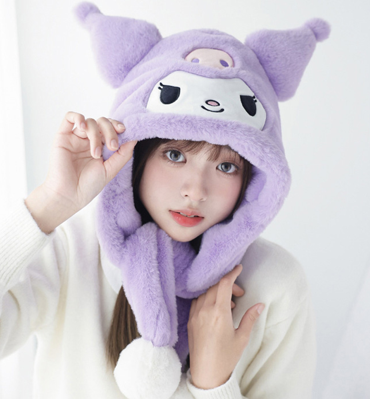 Sanrio Face Warm Hat [Kuromi]
