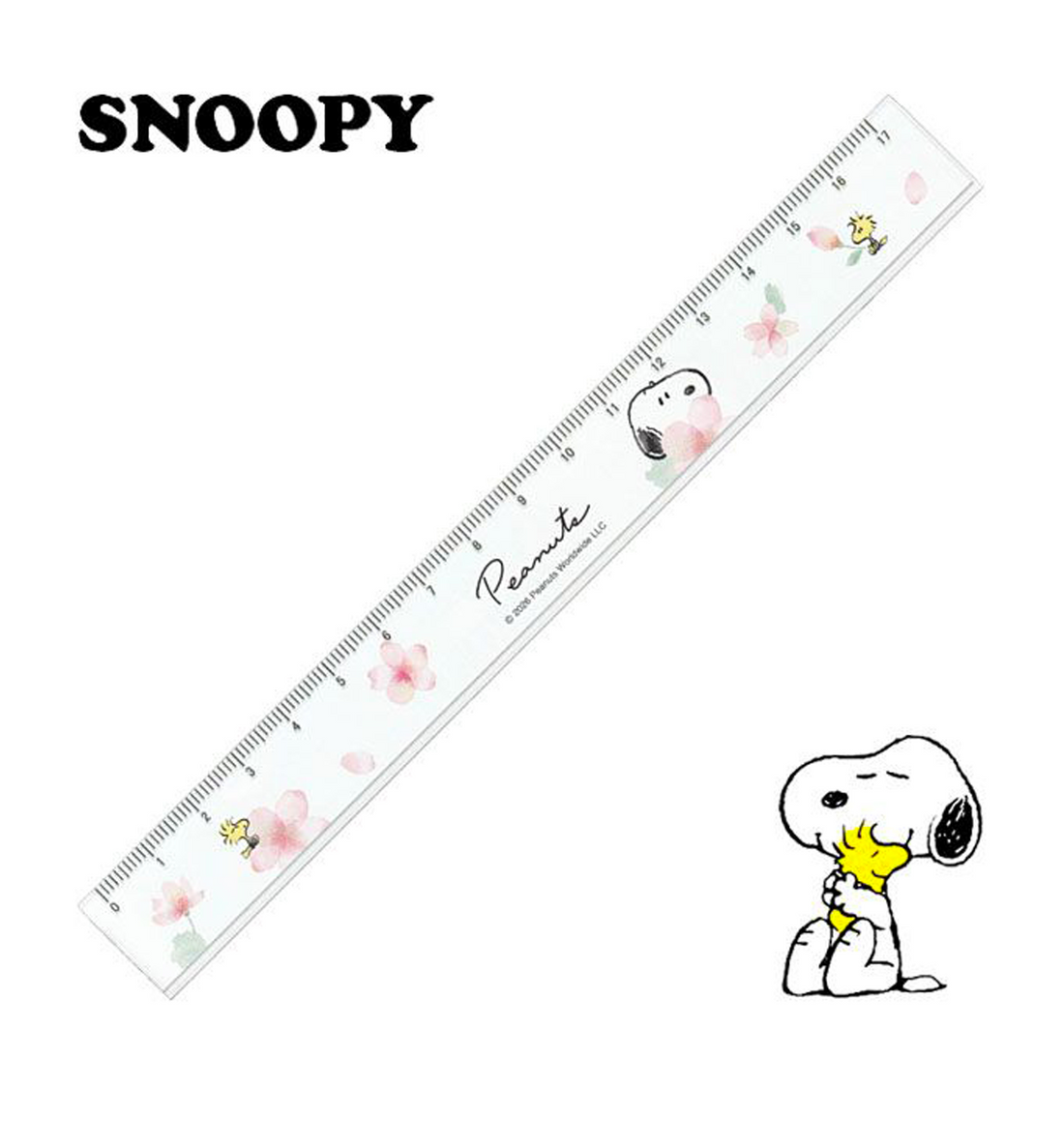 [JAPAN] Peanuts Snoopy Slim Glitter Ruler [Sakura]