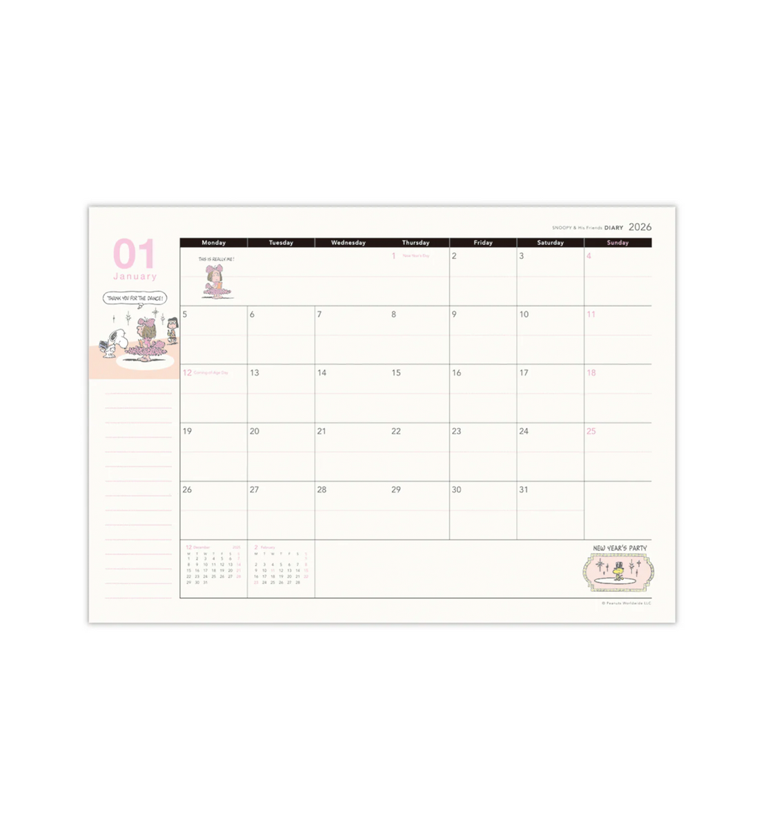 [JAPAN] 2026 Peanuts Snoopy A5 Monthly Planner [Smile]