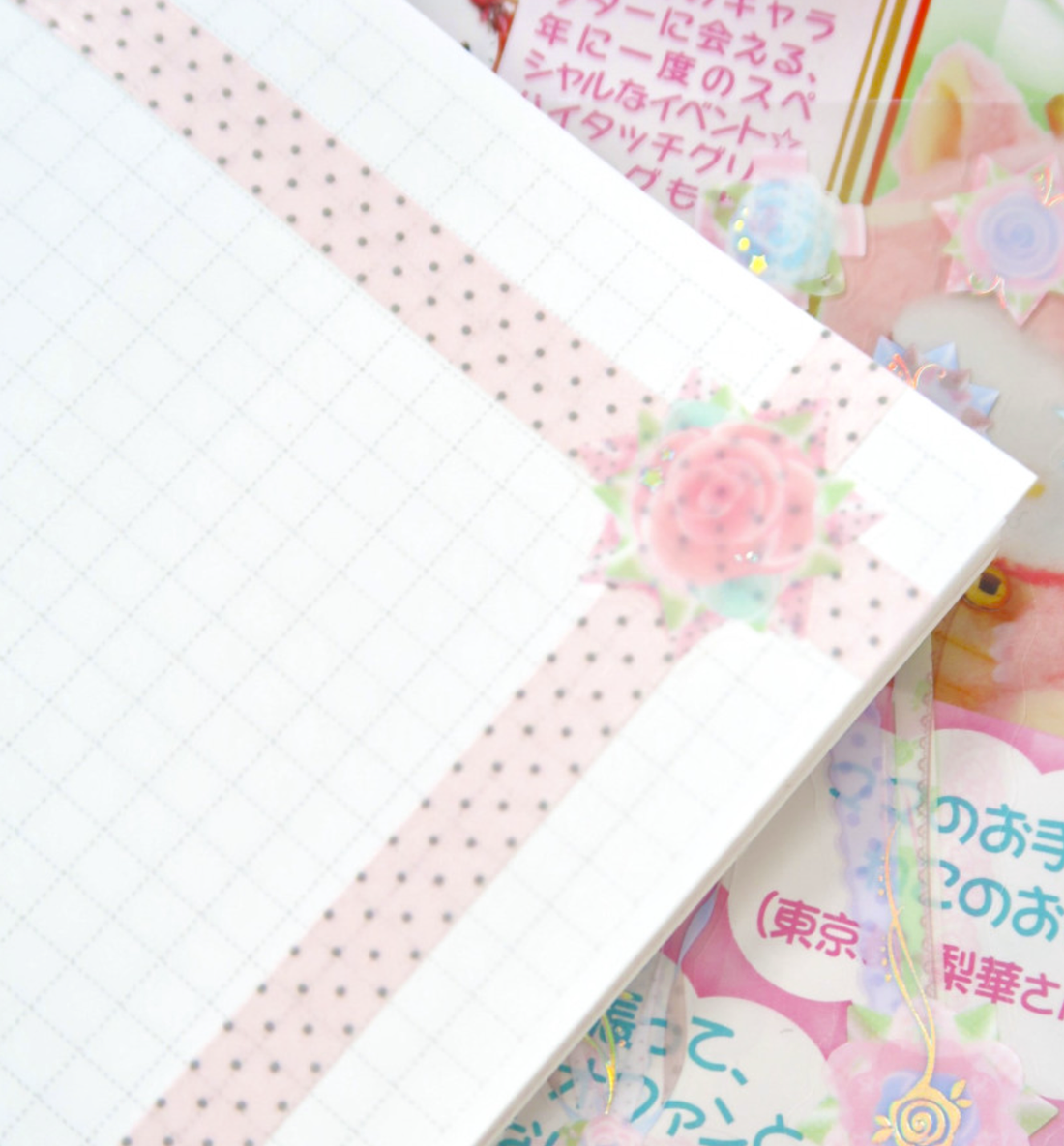 Shabby Rose Ribbon Charm Sticker