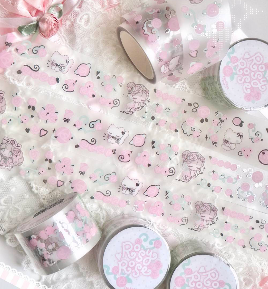 Rosy Rose Kiss Cut Washi Tape