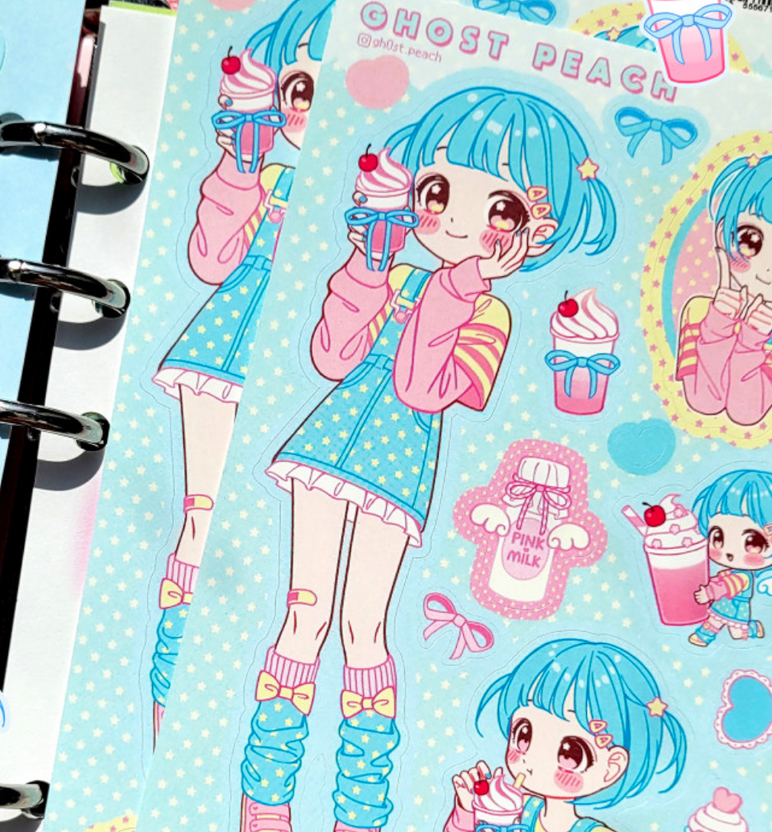 Pink Cream Latte Seal Sticker