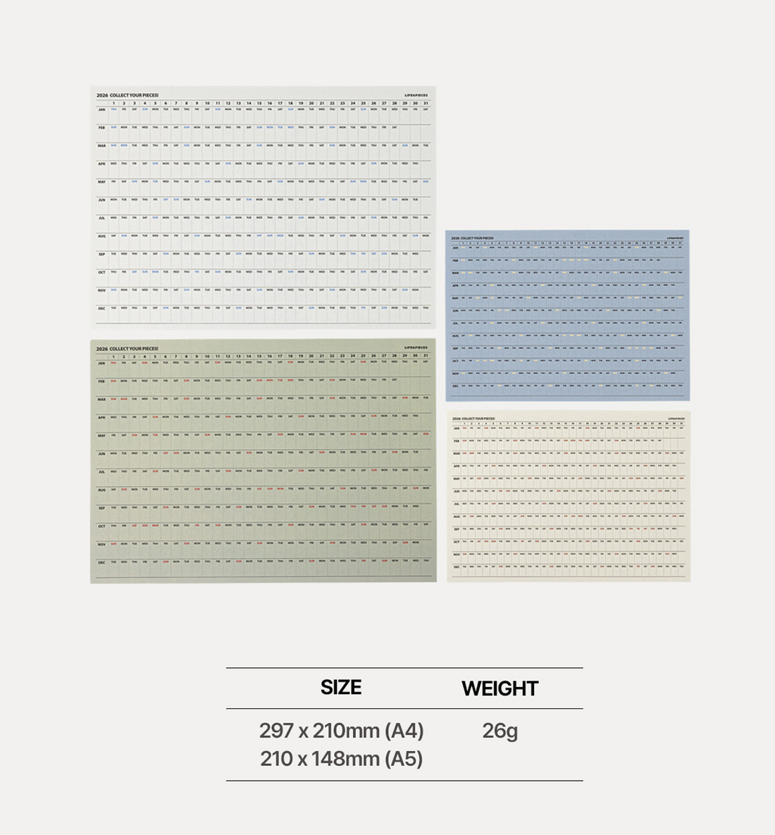 2026 Life & Pieces Small Yearly Calendar Set