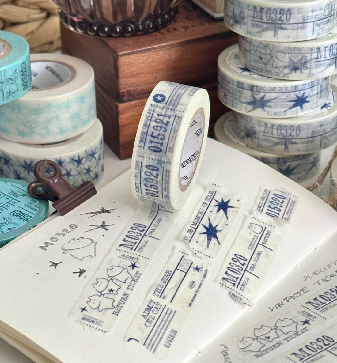 Vintage Ticket Washi Tape [Blue]