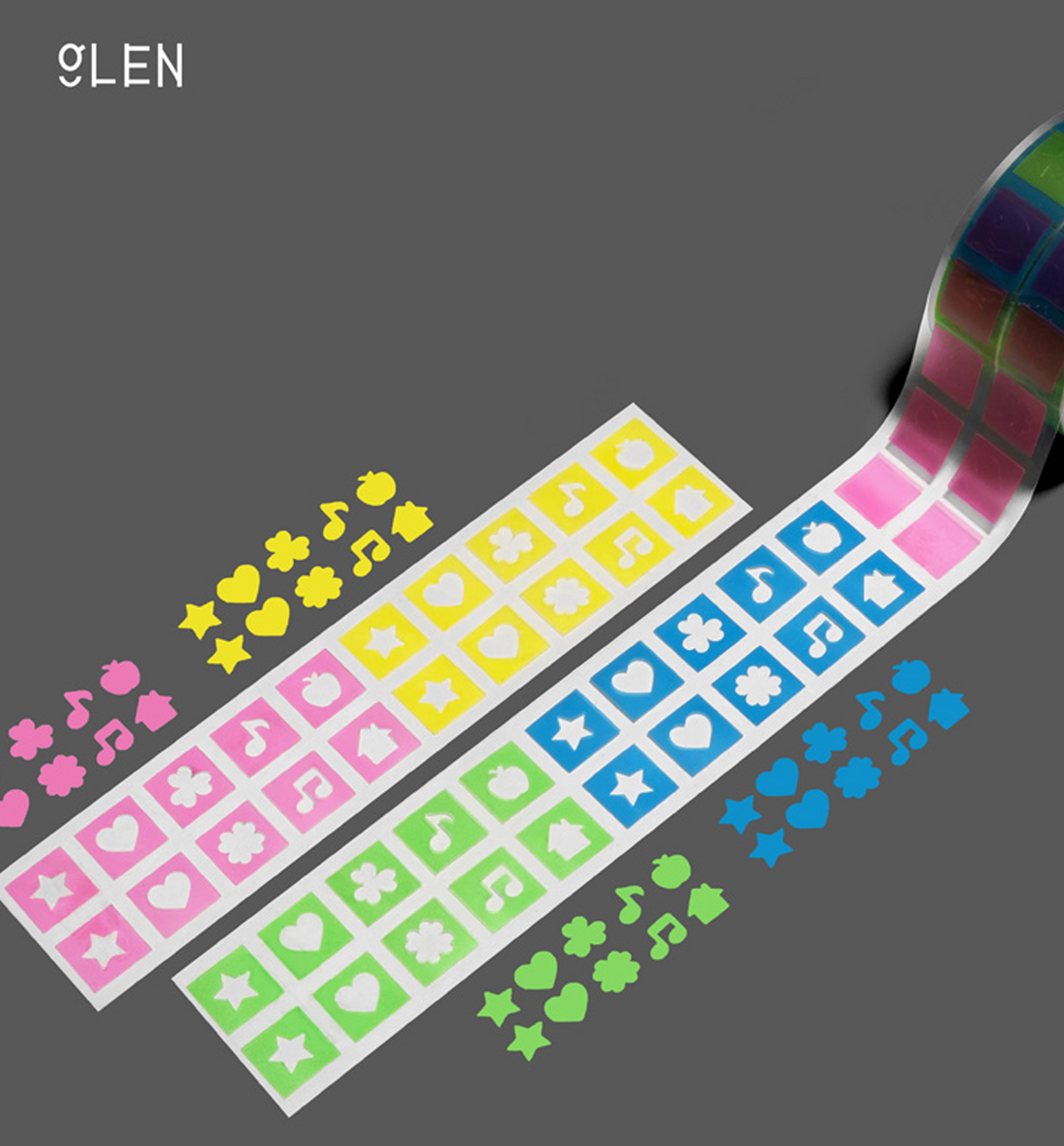 Fluorescent Square Kiss Cut Washi Tape