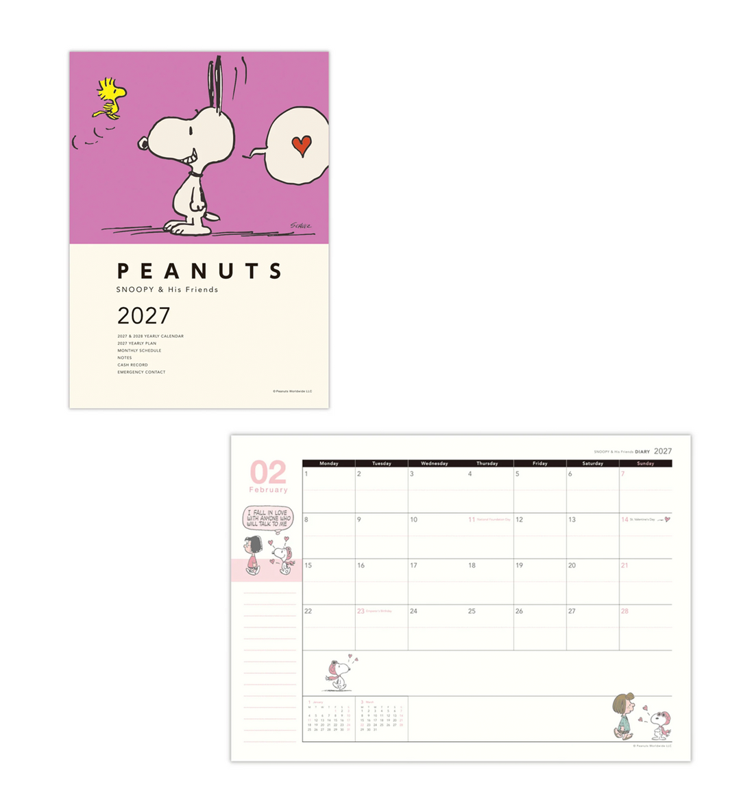 [JAPAN] 2027 Peanuts Snoopy A5 Monthly Planner [Surprised]