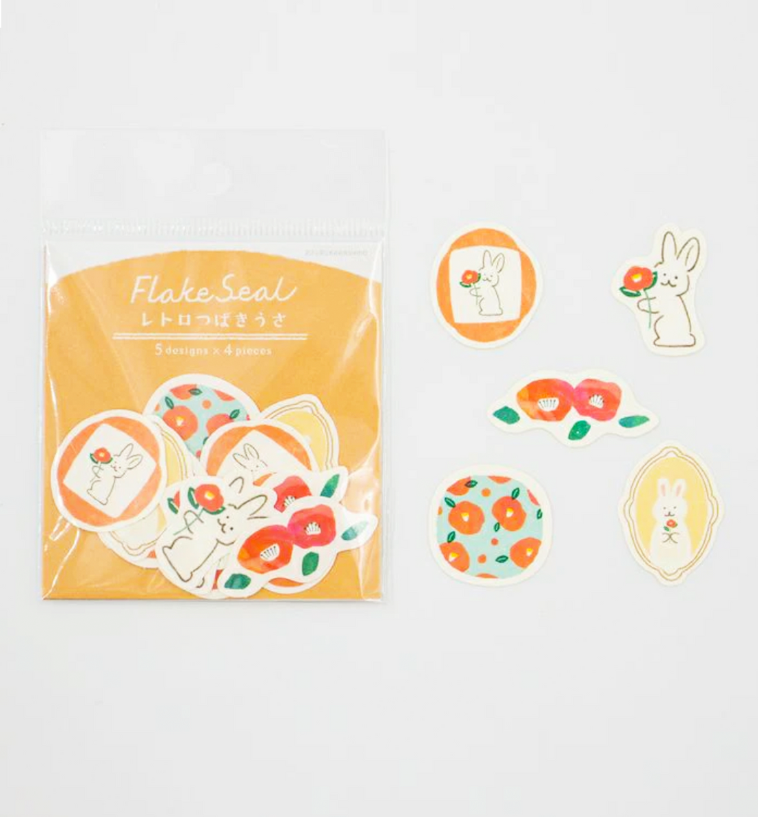 Furukawashiko Flake Sticker [Rabbit & Camellia]