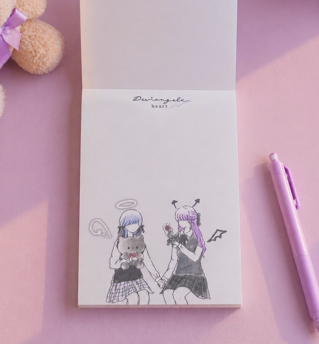 Devil Angel Heart Mini Memopad