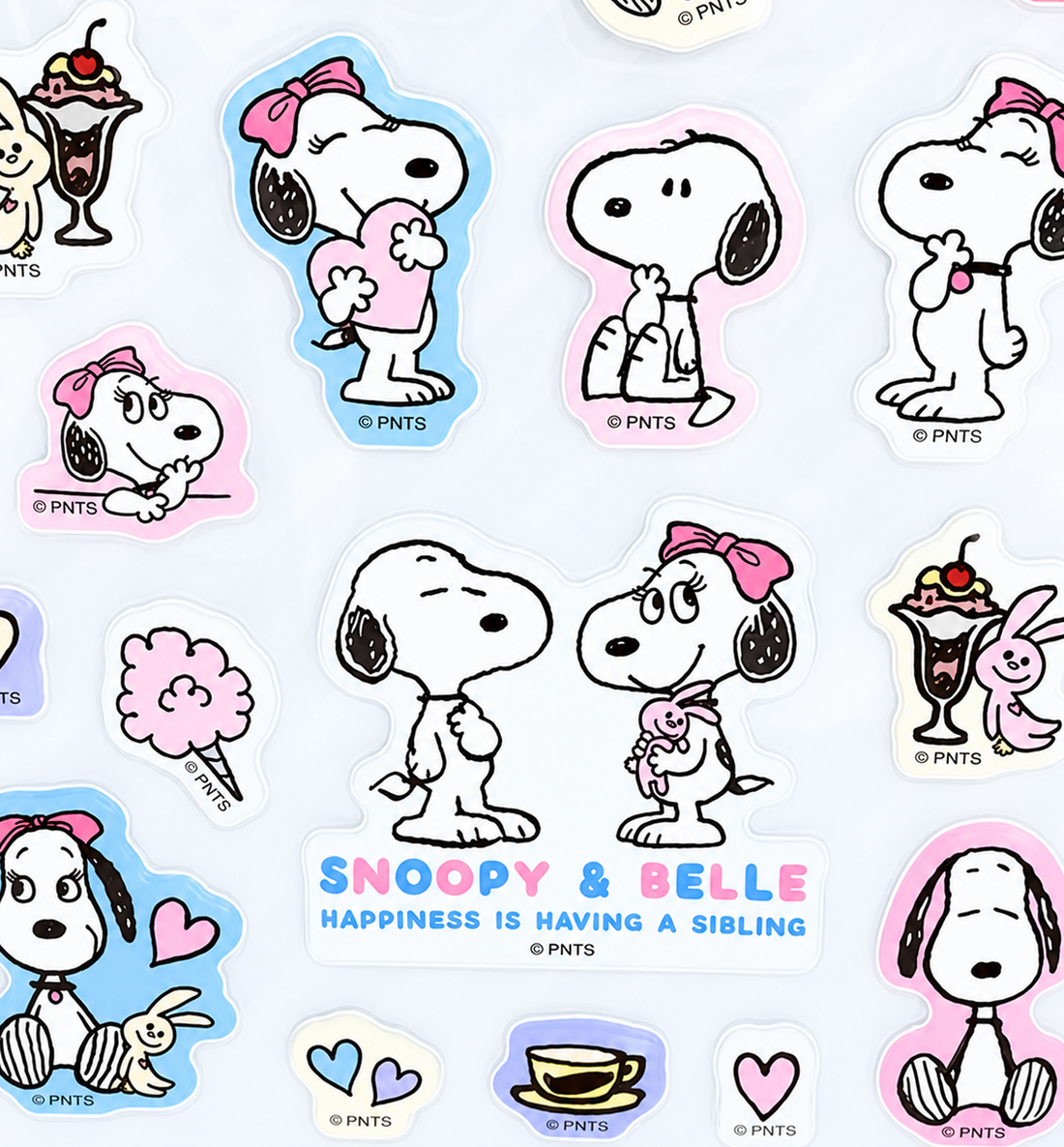 [JAPAN] Peanuts Snoopy & Belle Puffy Sticker [Light Blue]