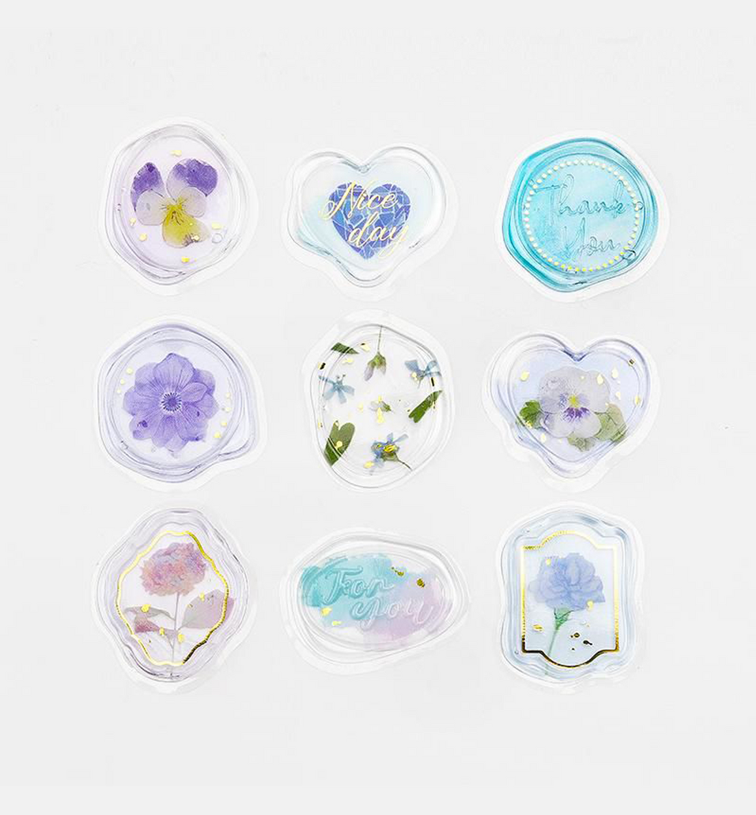Flower Jewelry Box Clear Flake Sealing Sticker [Blue]