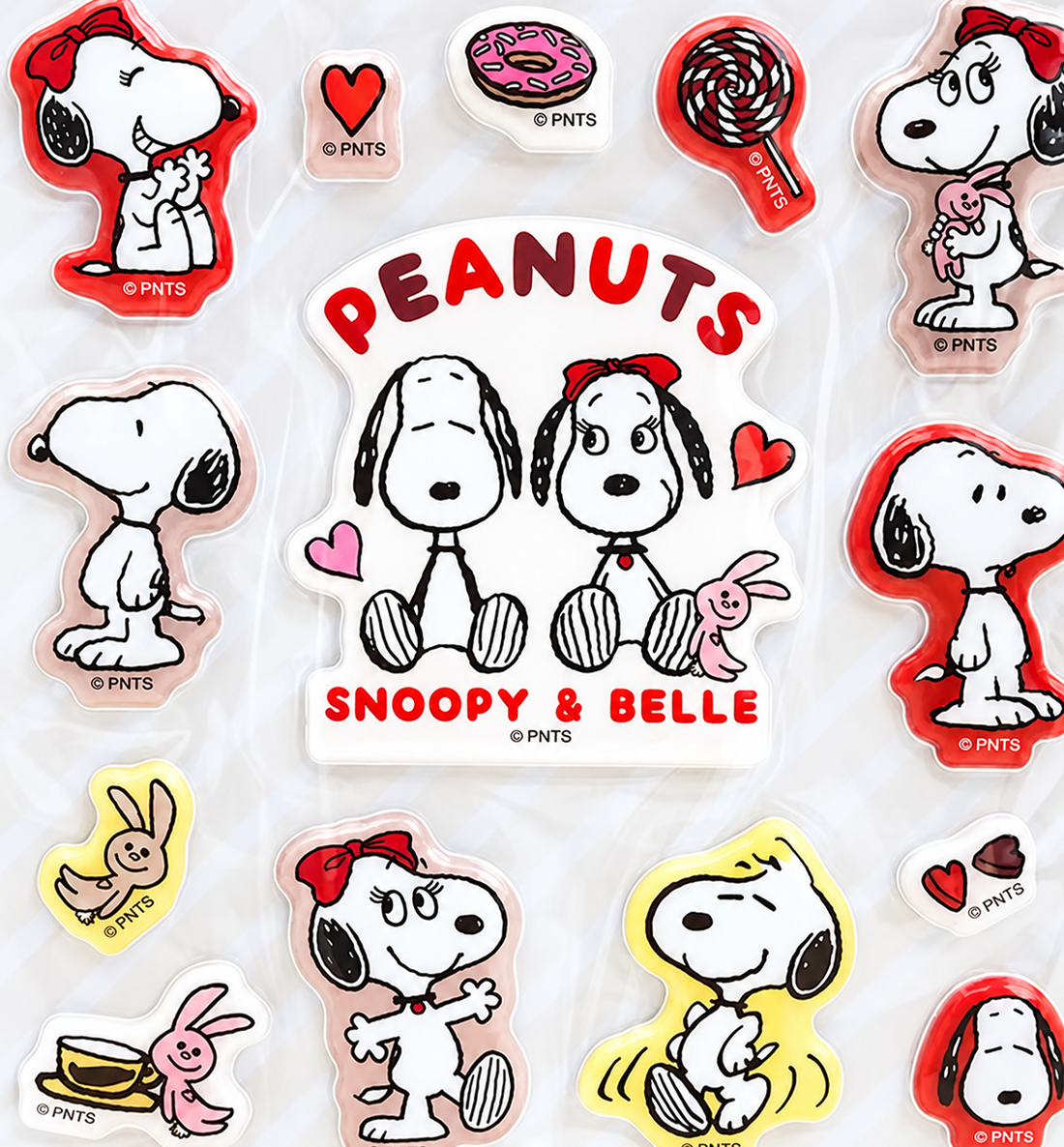 [JAPAN] Peanuts Snoopy & Belle Puffy Sticker [Ivory]
