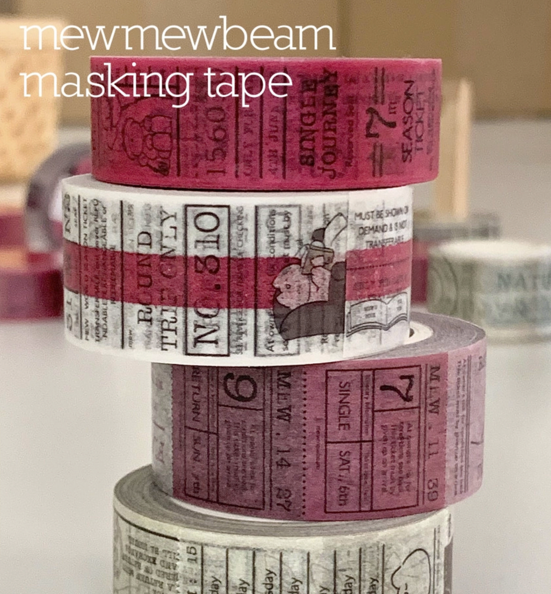 Vintage Ticket Washi Tape [Pink]