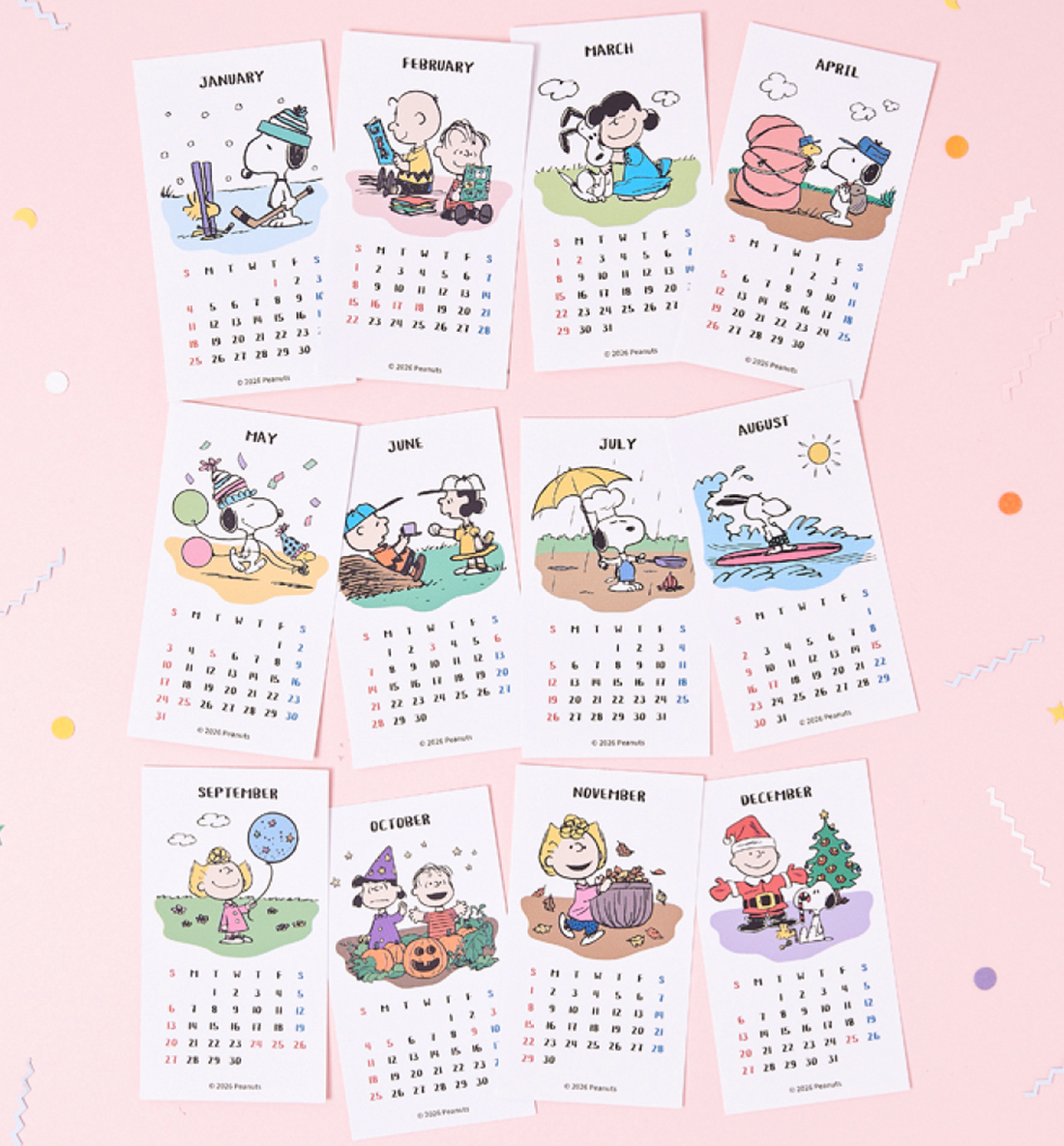 2026 Peanuts Snoopy Sticker Calendar