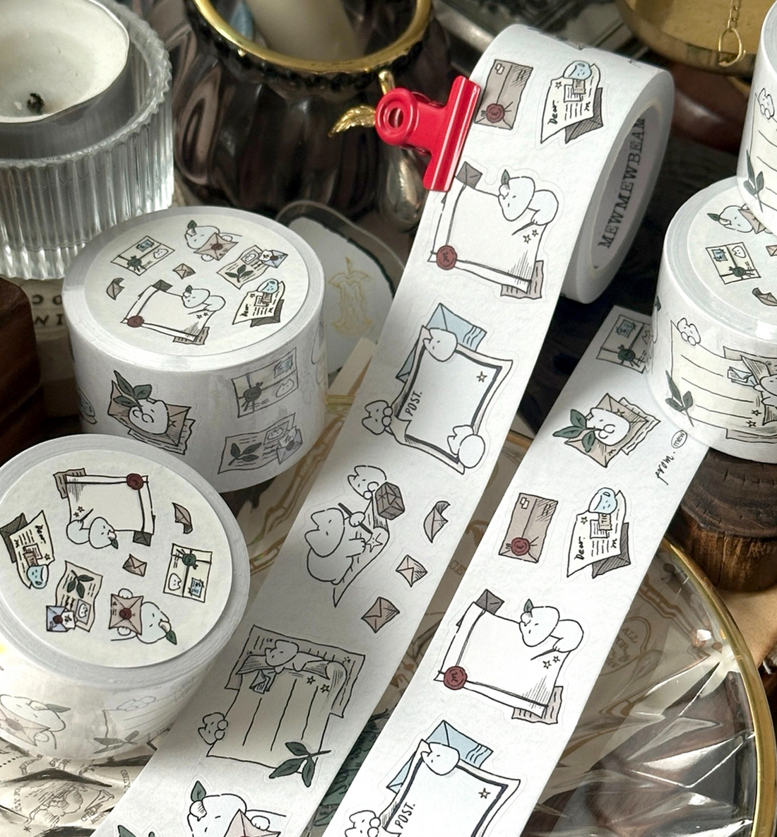 Letter Kitty Kiss Cut Washi Tape