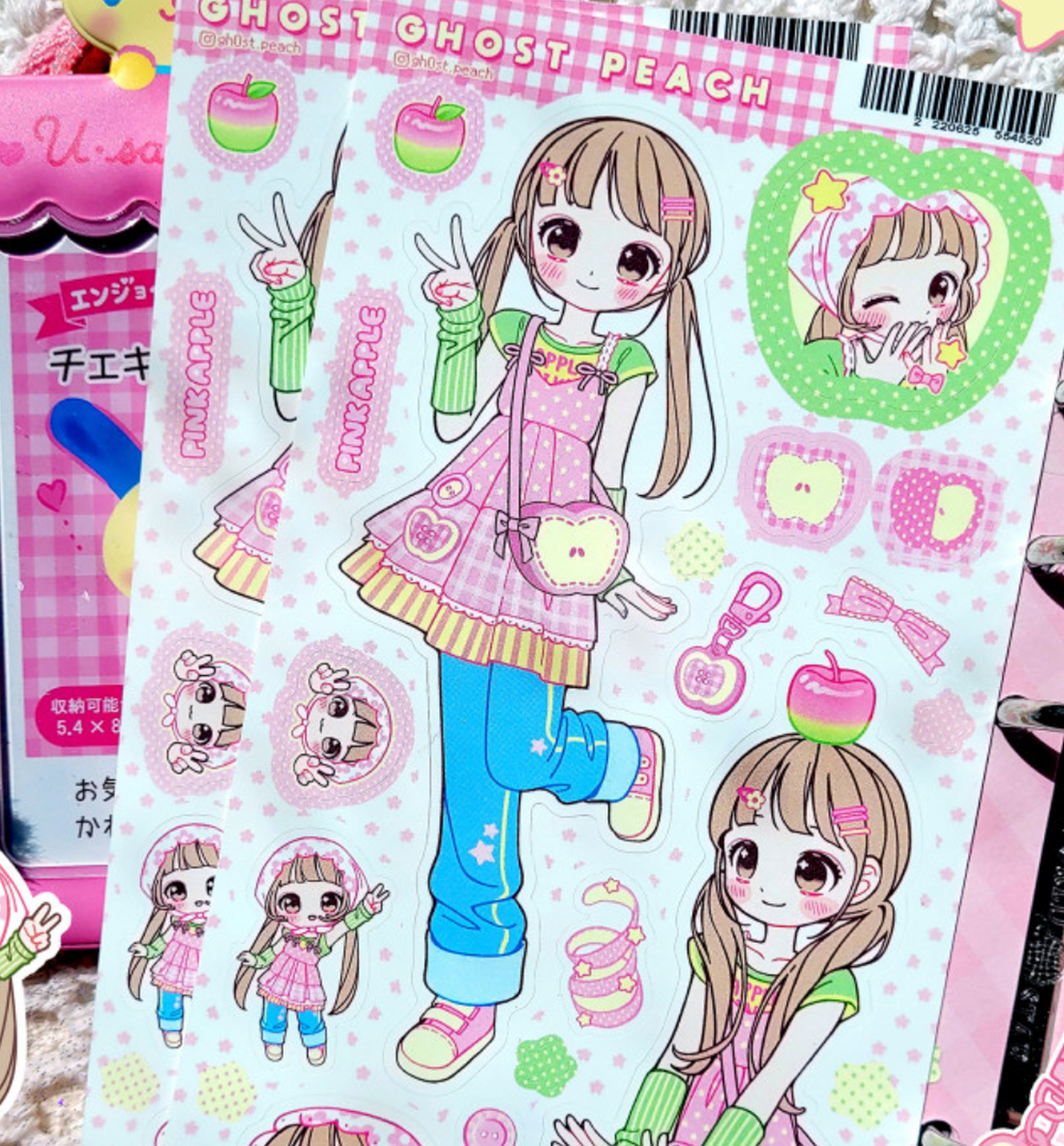 Pink Apple Girl Seal Sticker