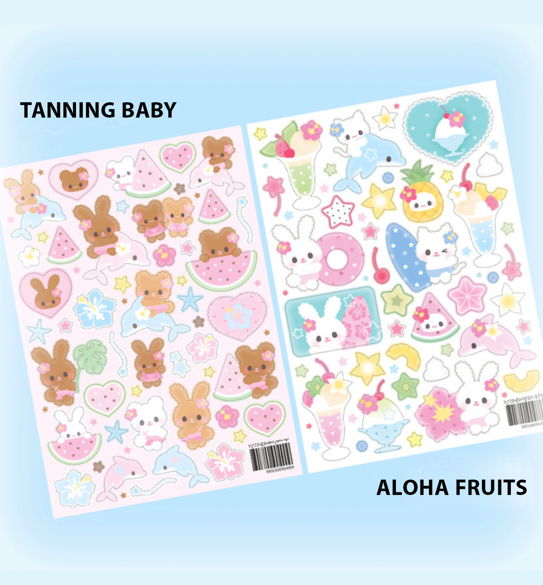 Tanning Baby & Aloha Fruits Seal Sticker