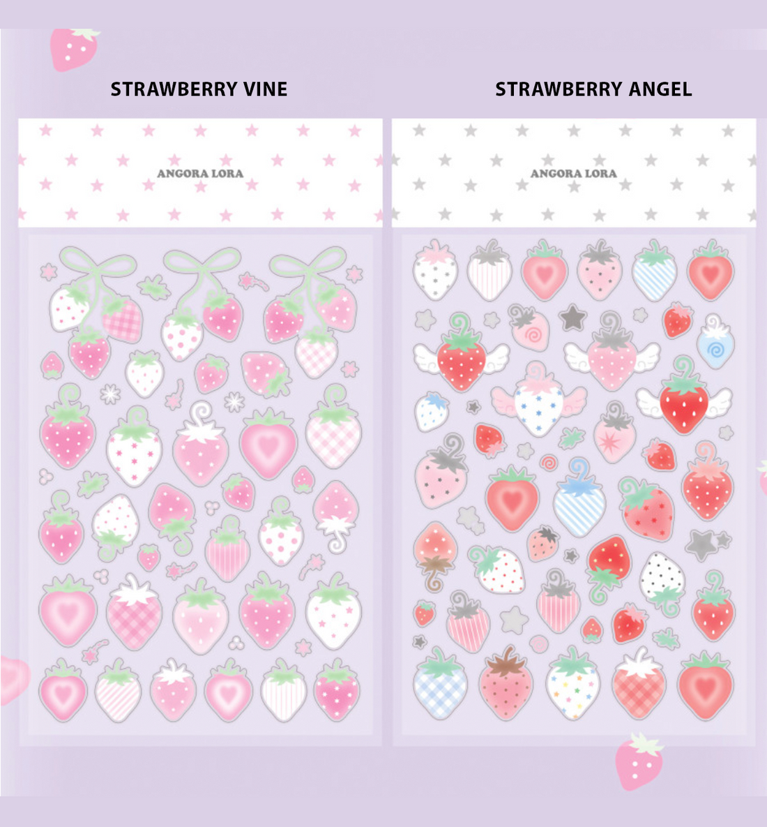 Strawberry Vine & Angel Strawberry Transparent Seal Sticker