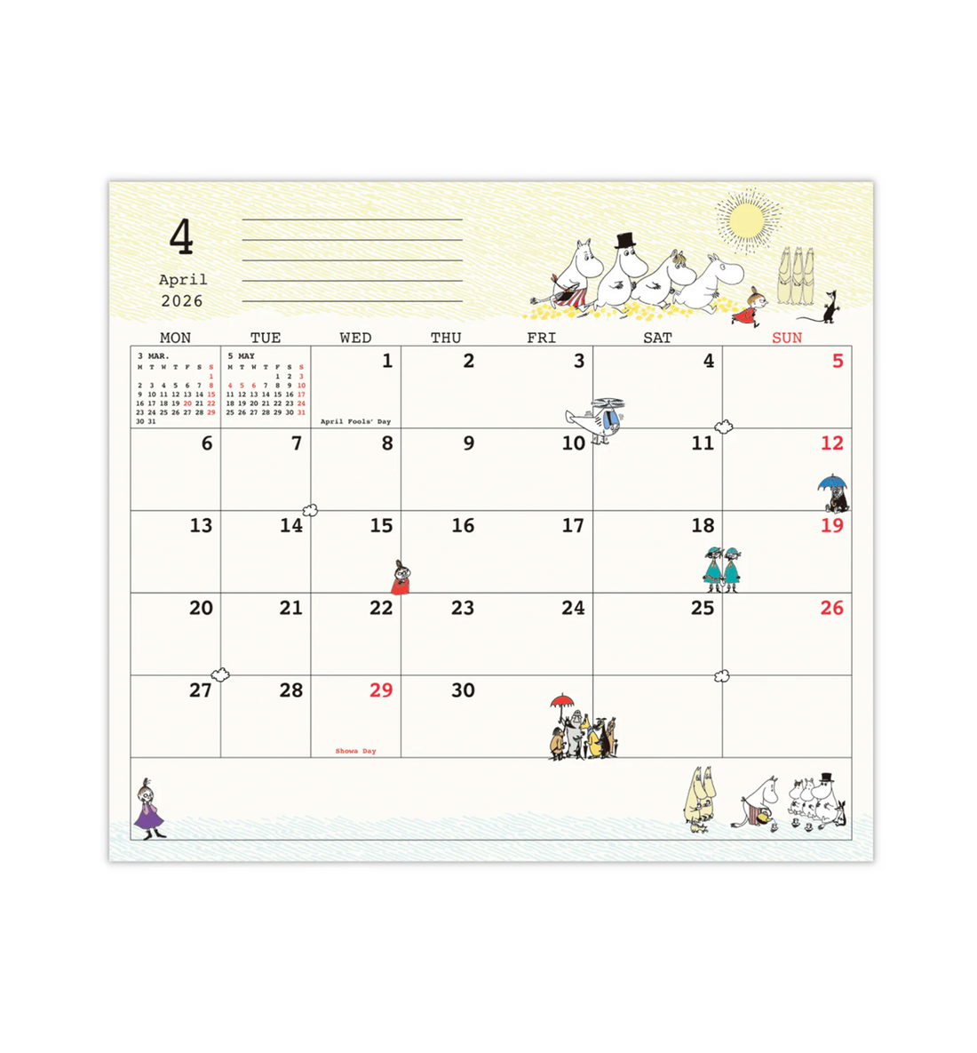 [JAPAN] 2026 Moomin Slim Monthly Planner [80th Anniversary Design]