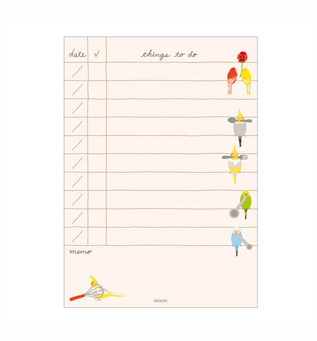 Midori To Do List Memopad [Bird]