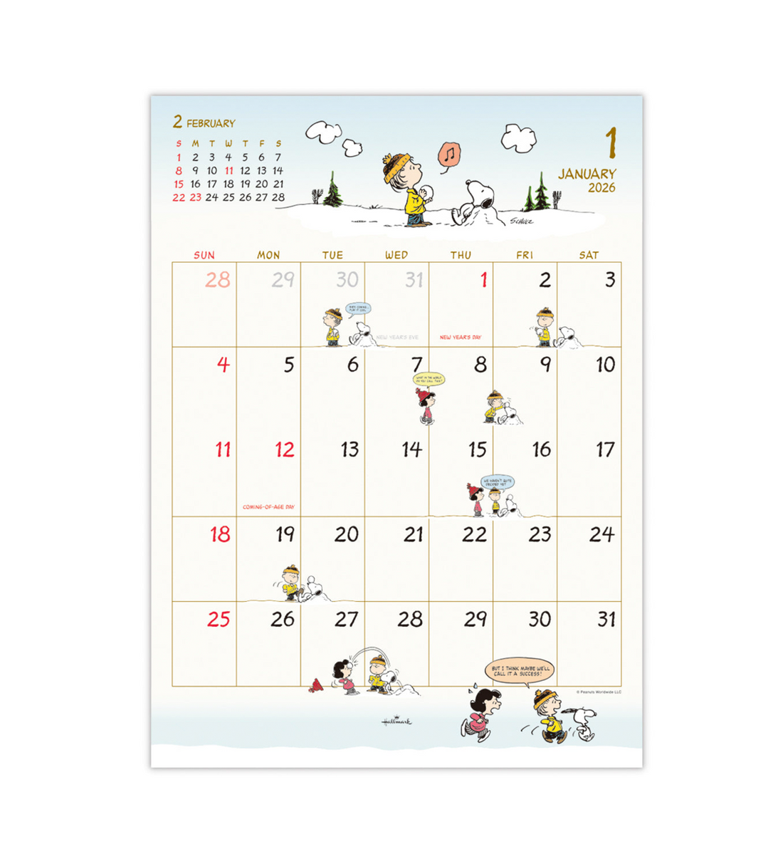 [JAPAN] 2026 Peanuts Snoopy Wall Calendar [Small Bifold]