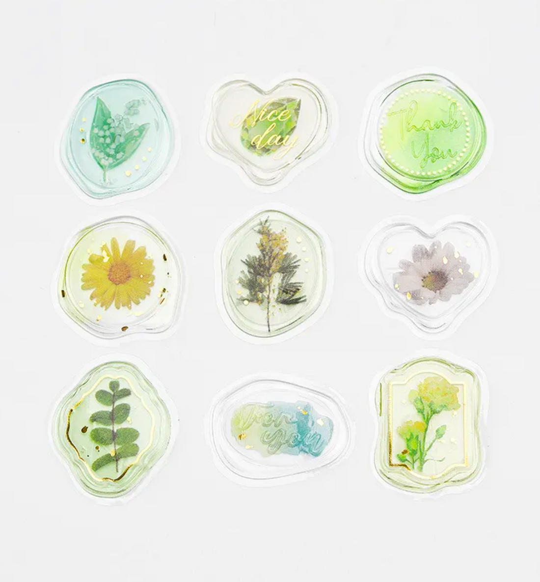 Flower Jewelry Box Clear Flake Sealing Sticker [Green]