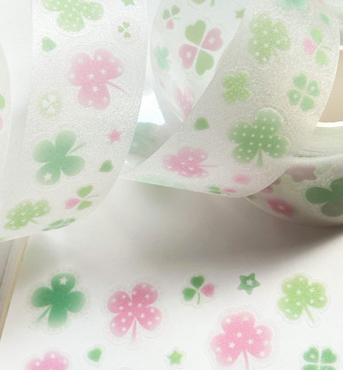 Fluffy Clover Glitter Kiss Cut Washi Tape