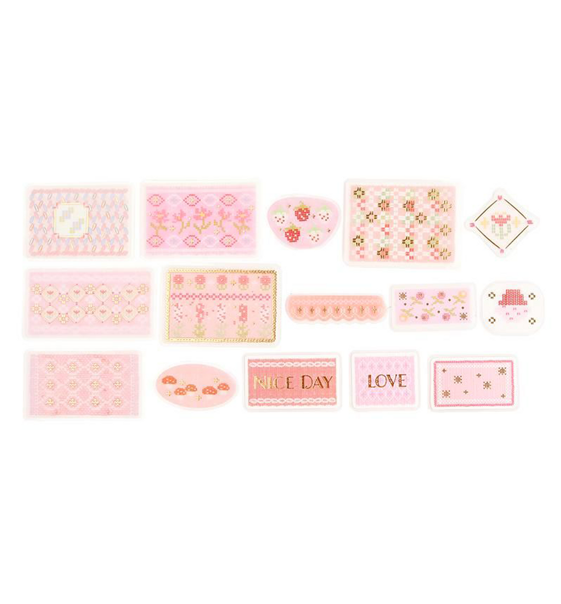 Nordic Knitting Pink Seal Sticker [Gold Stamping]