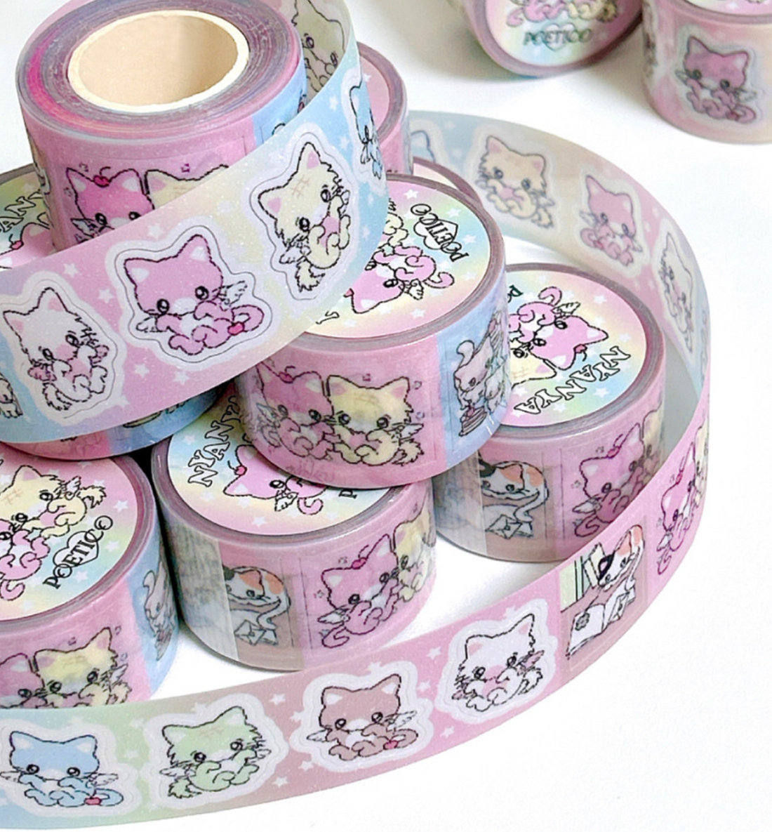 Pixel Cat Sugar Glitter Kiss Cut Washi Tape
