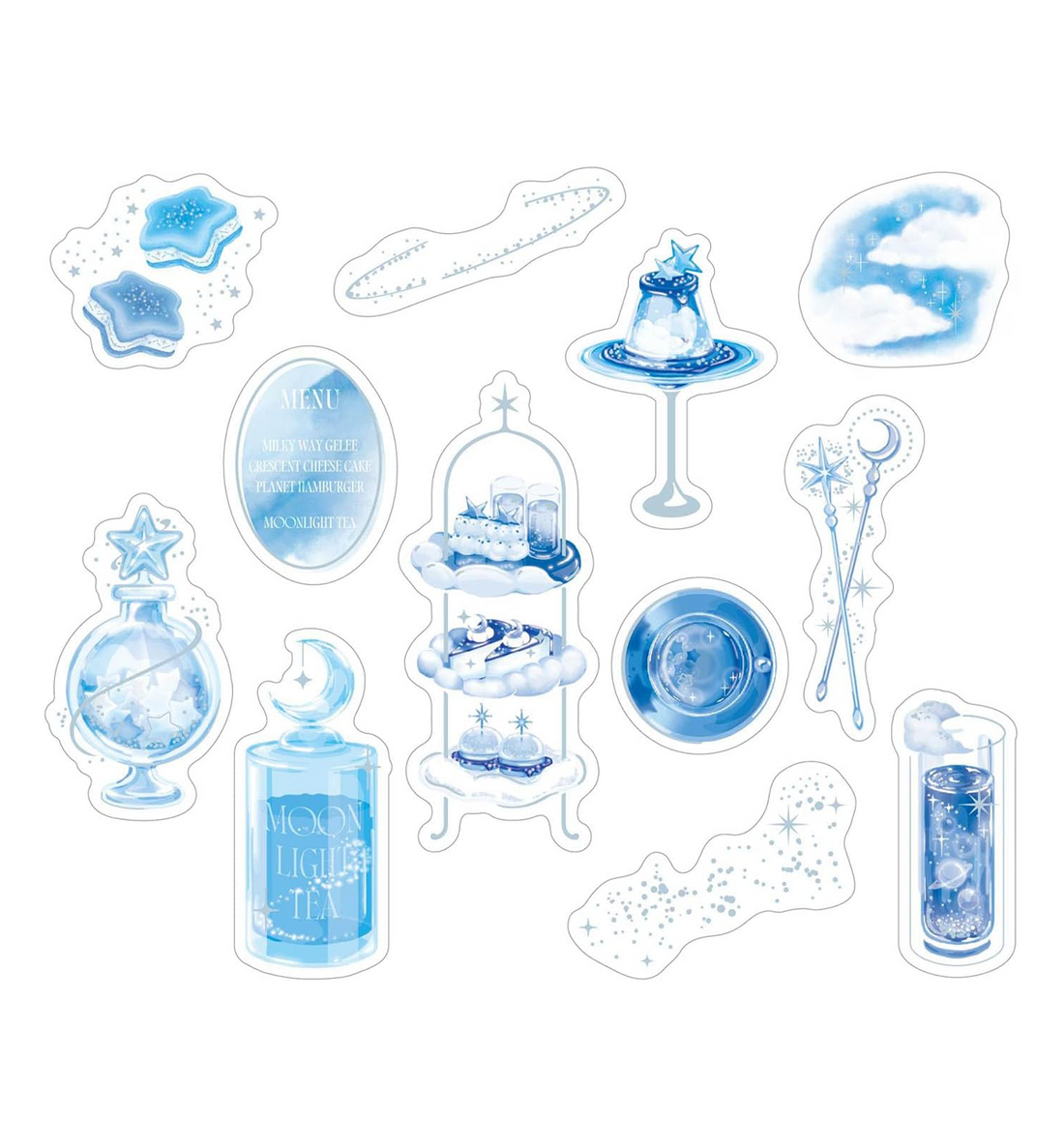 Sparkling Clear Flake Stickers [Tea Party - Blue]
