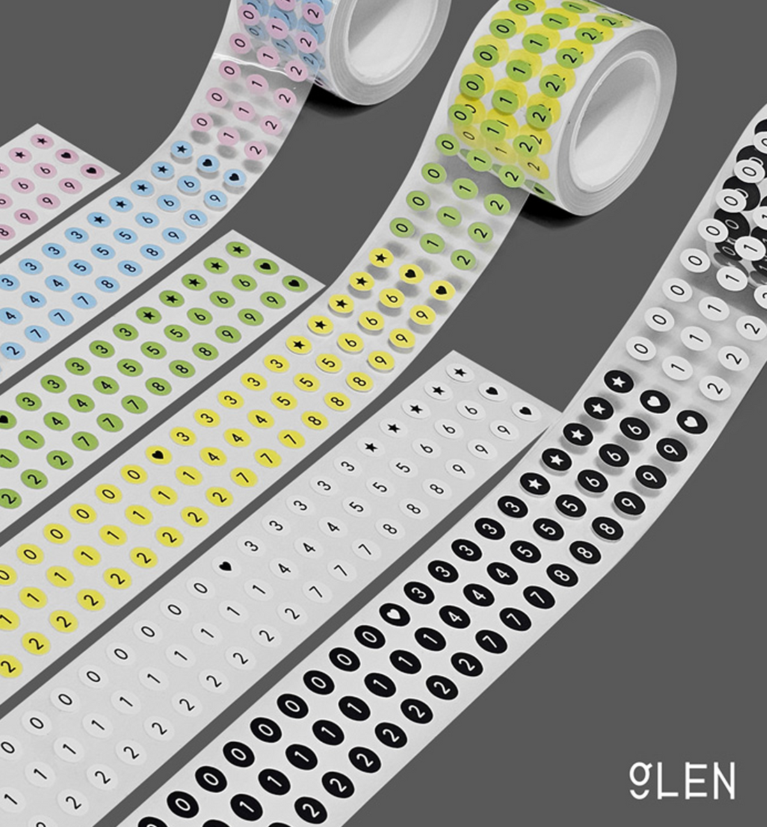 Round Number Kiss Cut Washi Tape [3 Colors]