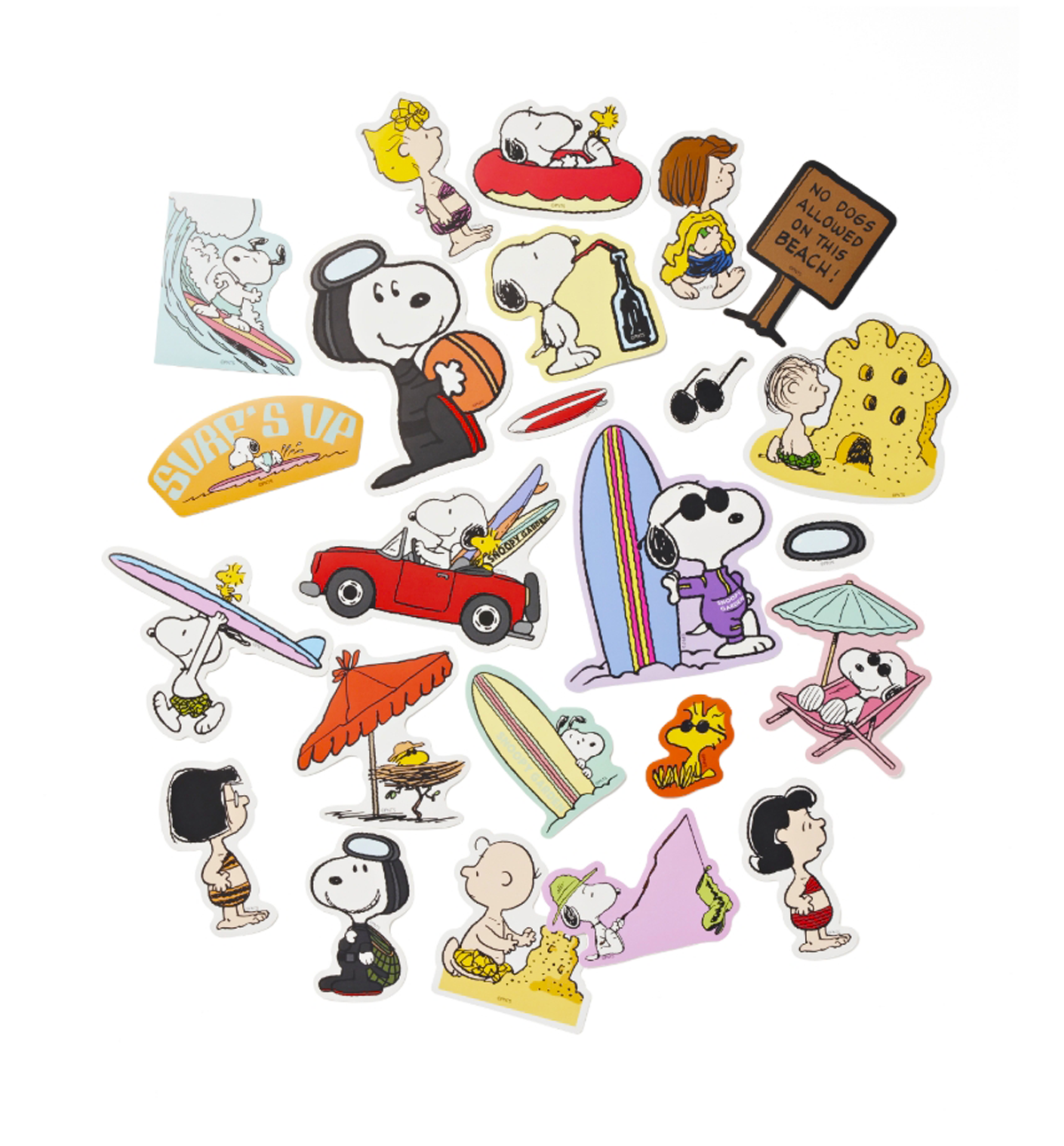 Peanuts "Jeju Beach Edition" Scrap Sticker Pack [24 Pieces]