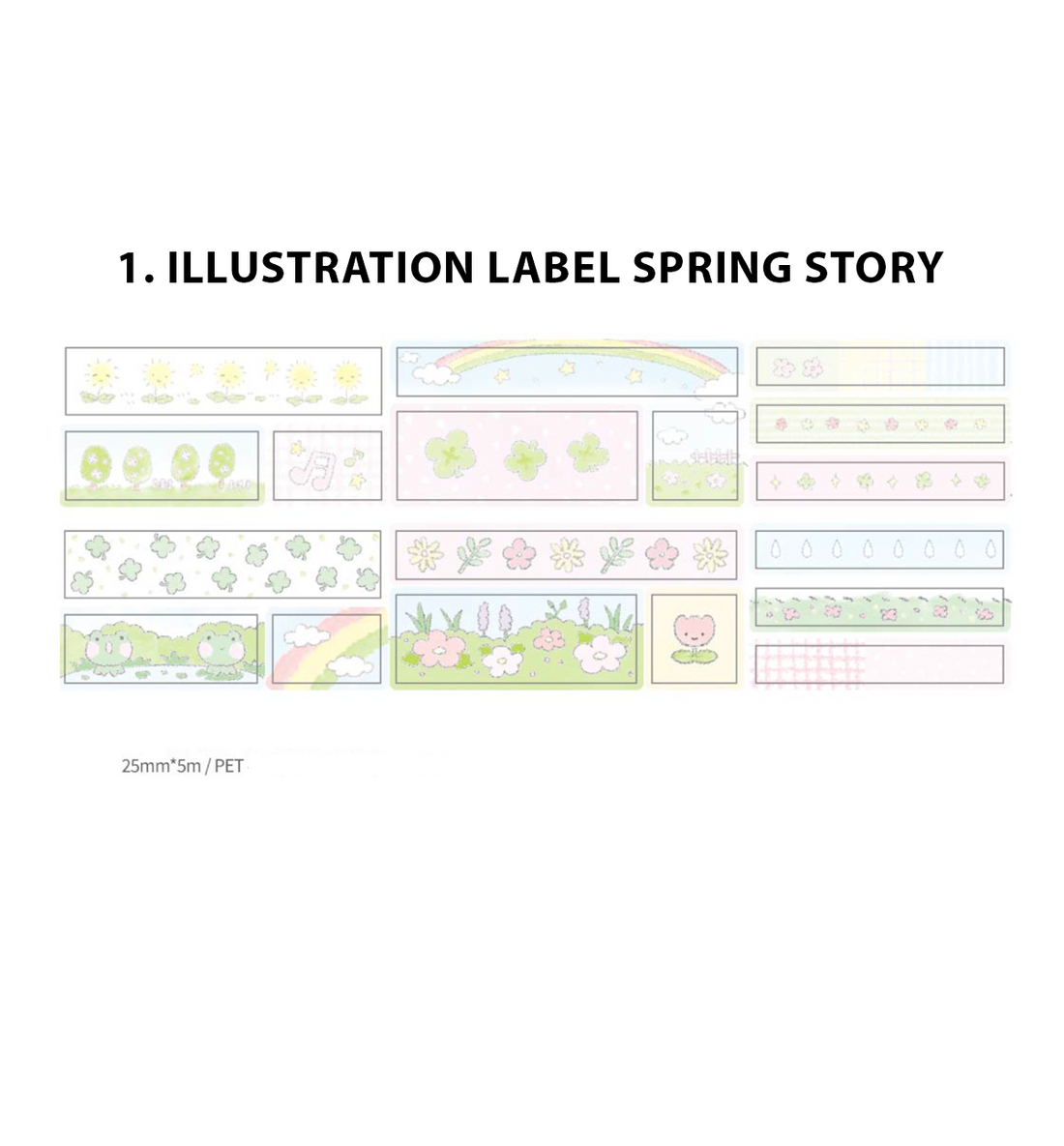 Pastel Matte & Glitter Kiss Cut Washi Tape [9 Designs]