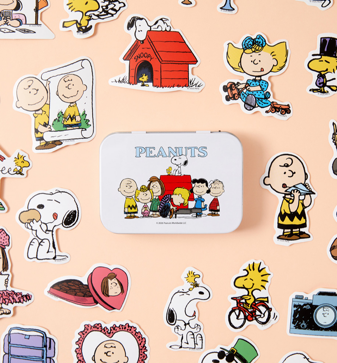 Peanuts Snoopy & Friends Tin Case Sticker Pack Ver. 2 [40 Stickers]